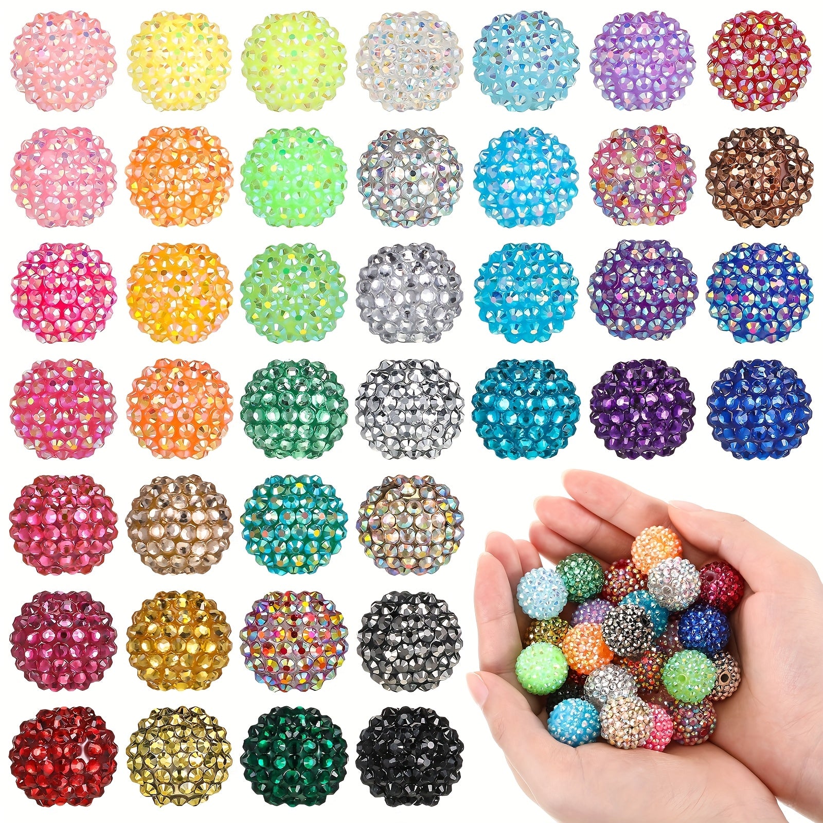 TEMU 40pcs 20mm Beads Bulk Round Disco Ball Chunky Bubblegum Beads For Pens Bracelets Charms Craft European Style Jewelry Making Supplies Christmas