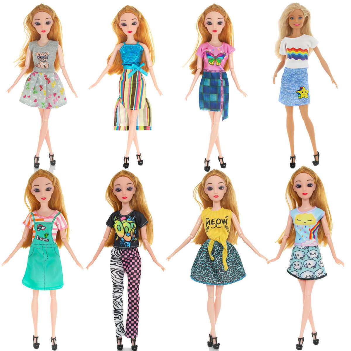 Doll Apparel 30cm Girl Accessories Changing Clothing Fashion Dress No-Repeat 10pcs-set