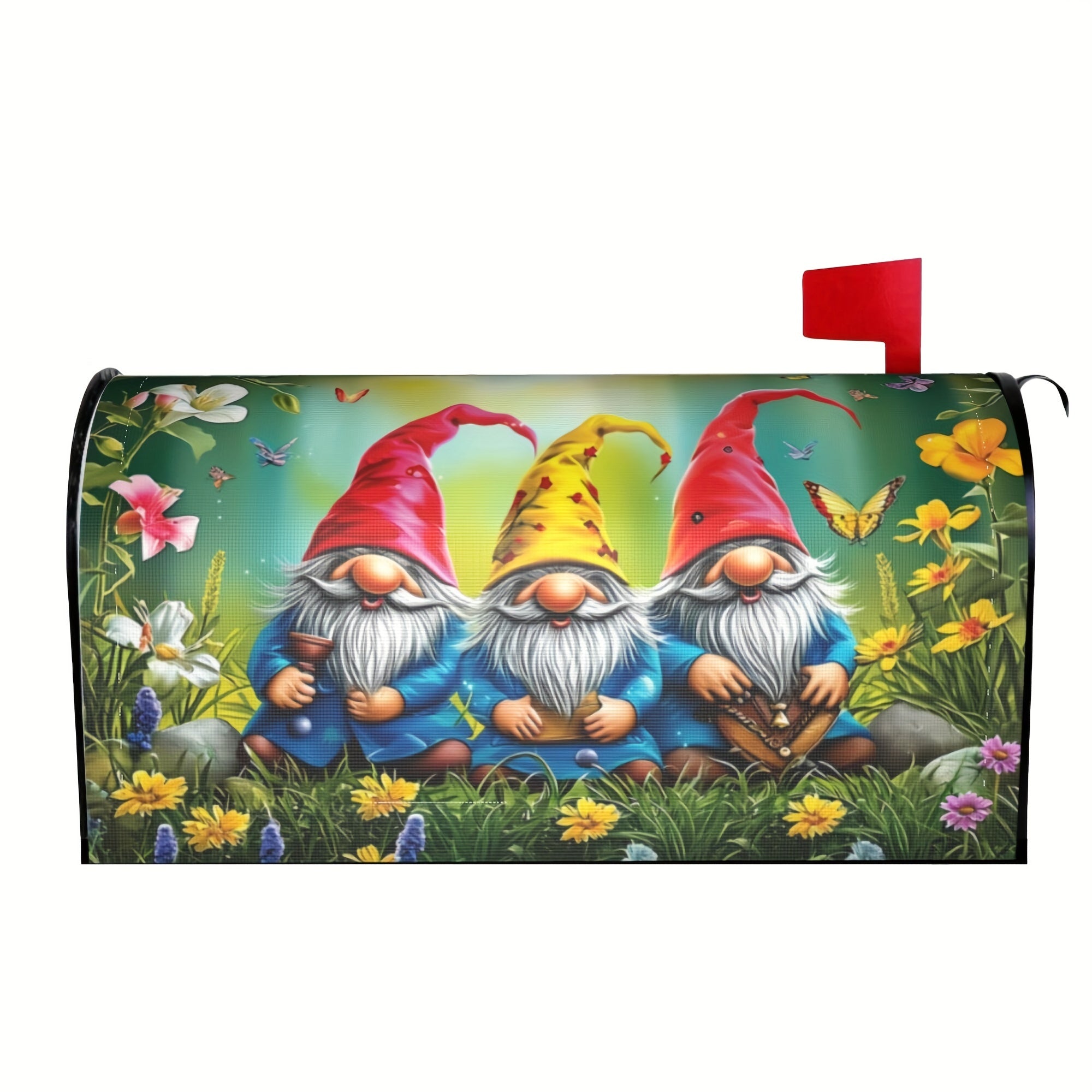 TEMU 1pc, 3 Gnomes In Mailbox Cover,festival Mailbox Cover, Outdoor Mailbox Wraps Decoration,wraps Post Letter Box Cover Decorations, Courtyard