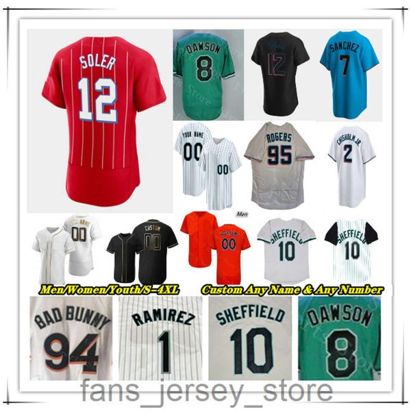 Baseball Jersey Jazz Chisholm Jr Jorge Soler Bryan De La Cruz Avisail Garcia Luis Arraez Jon Berti Jean Segura Sandy Alcantara Luzardo Garre