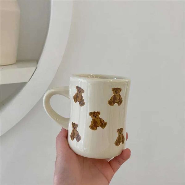 Cute Bear Cutelife Beige Ceramic Coffee Kitchen Milk Tea Breakfast Drinking Cup Nordic Decoration Home Couple Gifts Mug