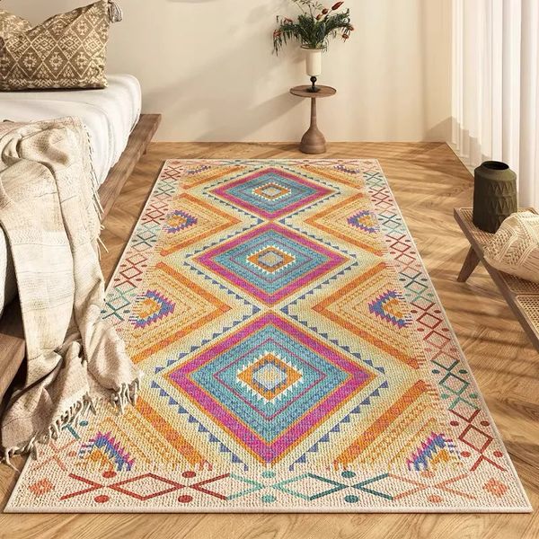 Carpet Scandinavian Bohemian Style Floor Mat Bedroom Premium Feeling Bedding Carpet Living Room Sofa Foot Coffee Table Non slip 240918