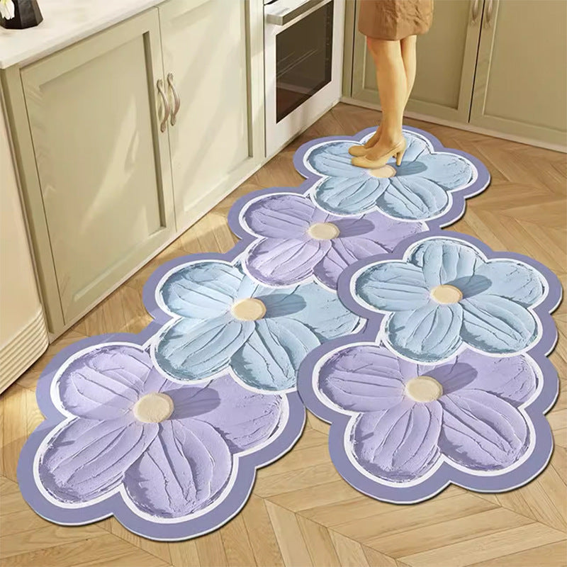 Kitchen Floor Mats Absorbent Carpet Household Kitchen Foot Mats Non-slip and Oil-proof Long Mats Wash-free Door Mats