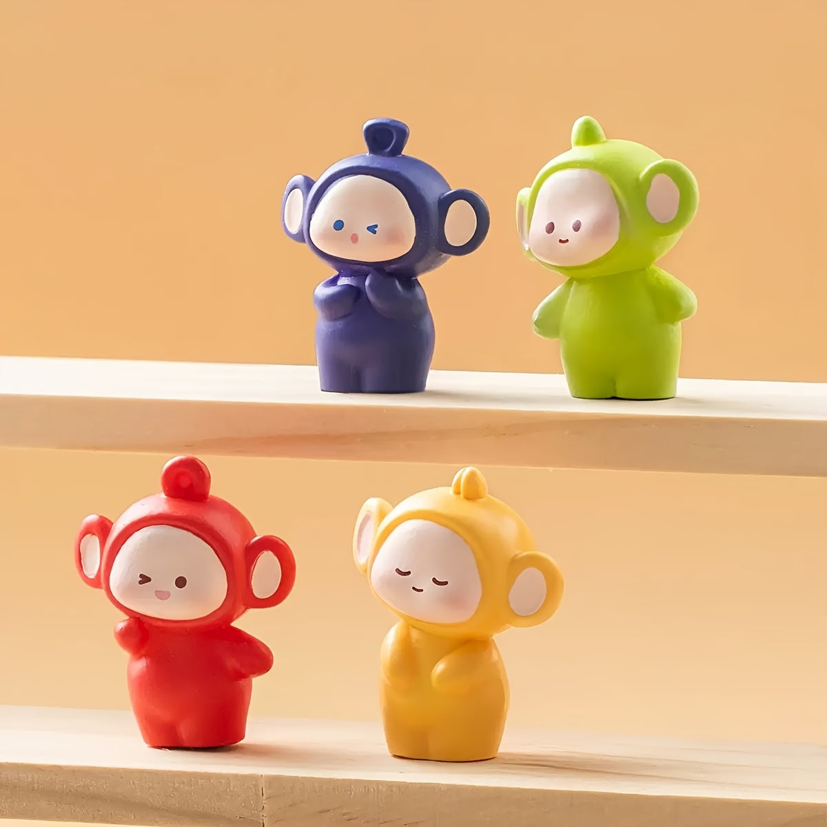 TEMU 4-pack Adorable Resin Figurines - Cute Cartoon-style Decor For Desk, Bedroom, Living Room - Holiday Themed (halloween-christmas-thanksgiving) -