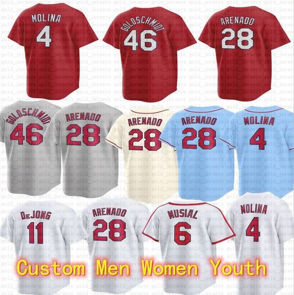 2023 Custom Baseball Jersey Yadier Molina Nolan Arenado DeJong Carlos Martinez Marcell Ozuna Wong Fowler Jerseys