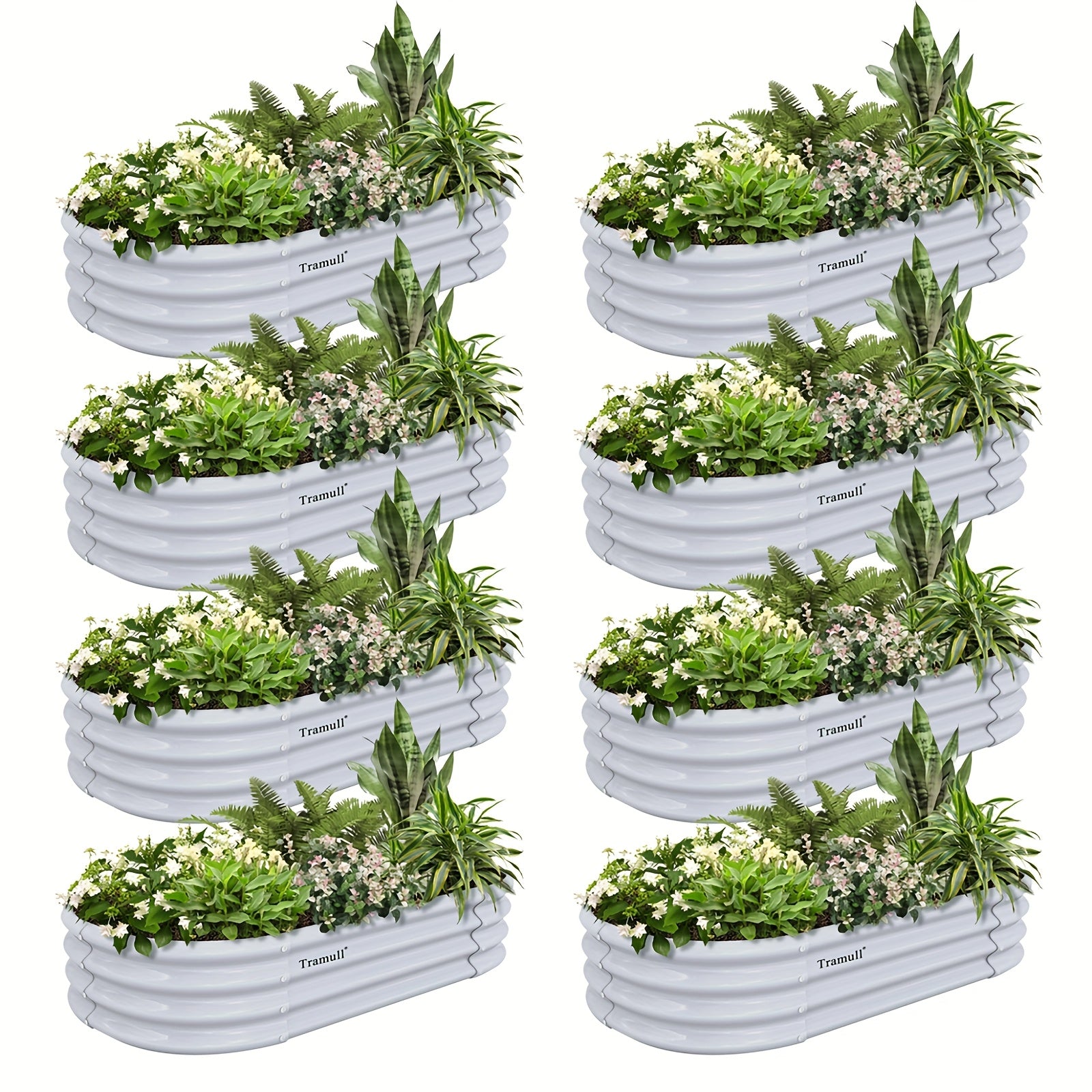 TEMU 4x2x1ft Galvanized Raised Garden Bed Kit Oval Metal Ground Planter Box Outdoor Bottomless Planter Raised Beds For Vegetables Flowers Herbs