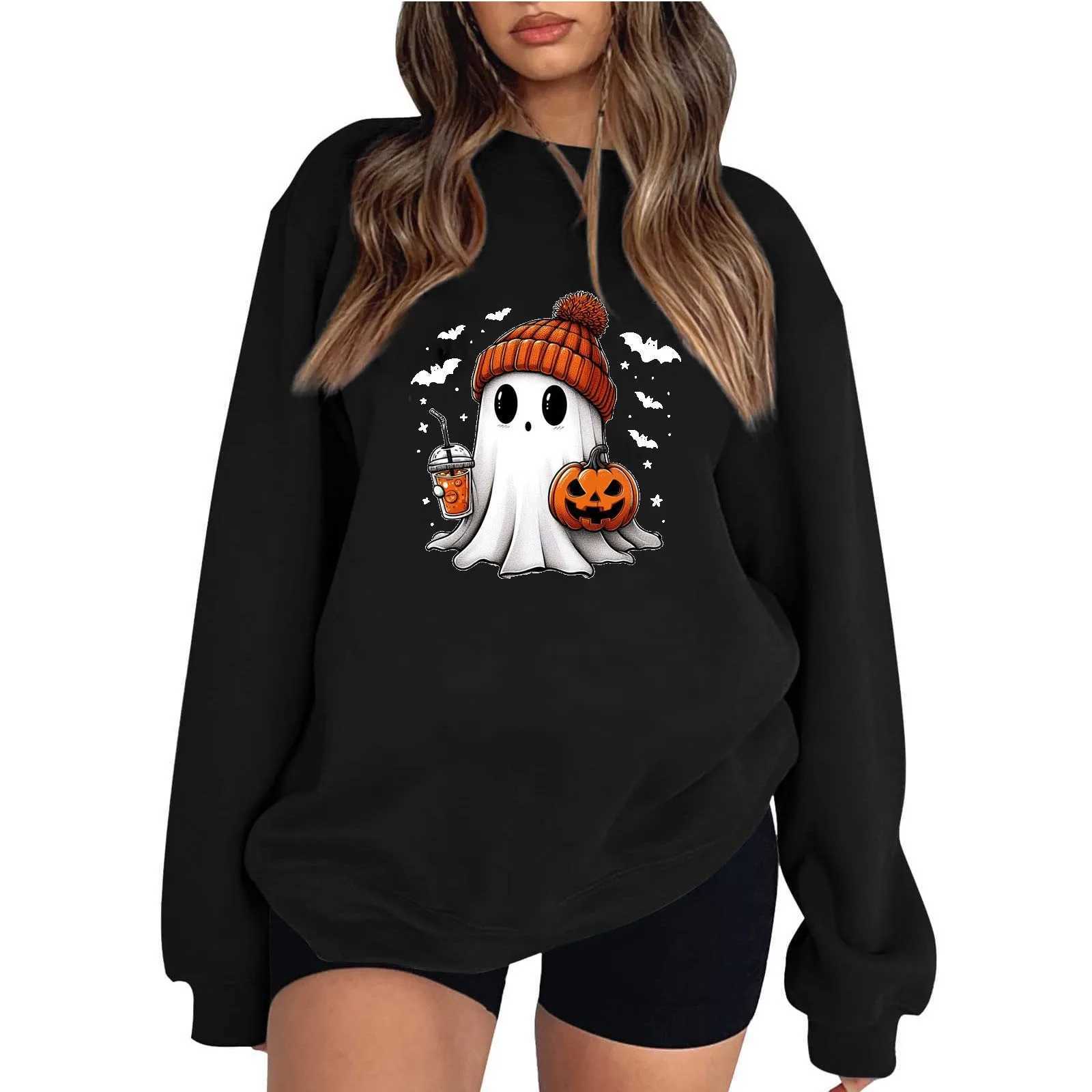 Women Hoodies Cute Boo Pumpkin Sweatshirts Spooky Halloween Harajuku Girls Sweat-Shirt Long Sleeve Outerwears O-Neck Clothing Y240920