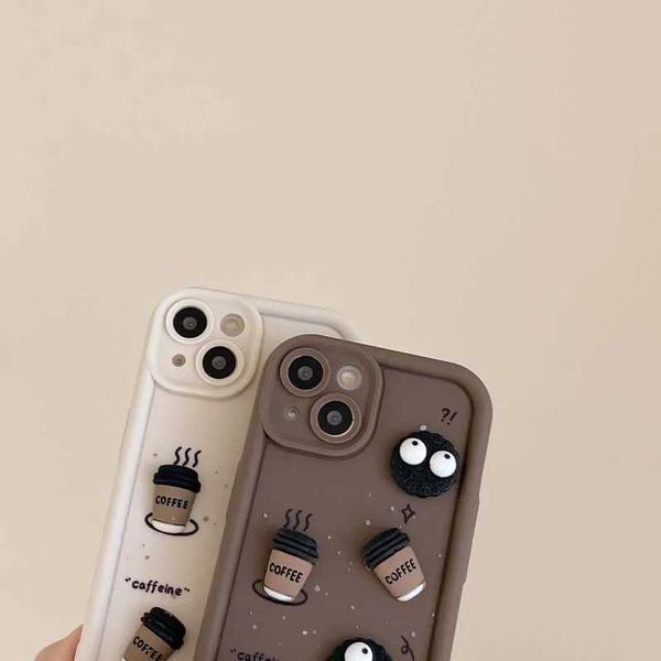 New Arrival 3D Cartoon Coffee Back Cover for iPhone X XR XS Max 7 8 Plus Se Phone Case for iPhone 16 15 14 Plus 13 12 11 Pro Max Z241012