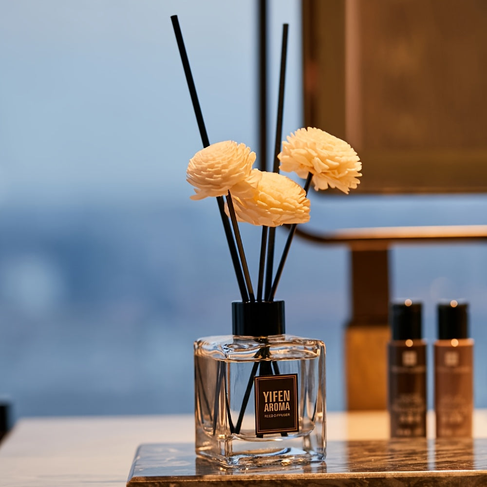 TEMU 1pc 50ml Reed Diffuser Oils Indoor Essential Oil Aromatic Jasmine Fragrance, , Glass Rectangle, For Bathroom Toilet, Closet, Car Air Freshener