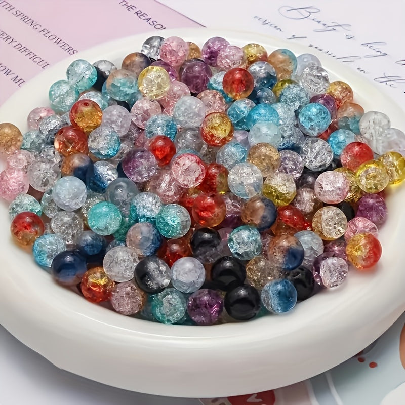 TEMU 300pcs Glitter Gradient Crack Beads Making - Colorful Round Beads Suitable For Bracelets, Necklaces, Earrings - Ideal Holiday Gift For Craft