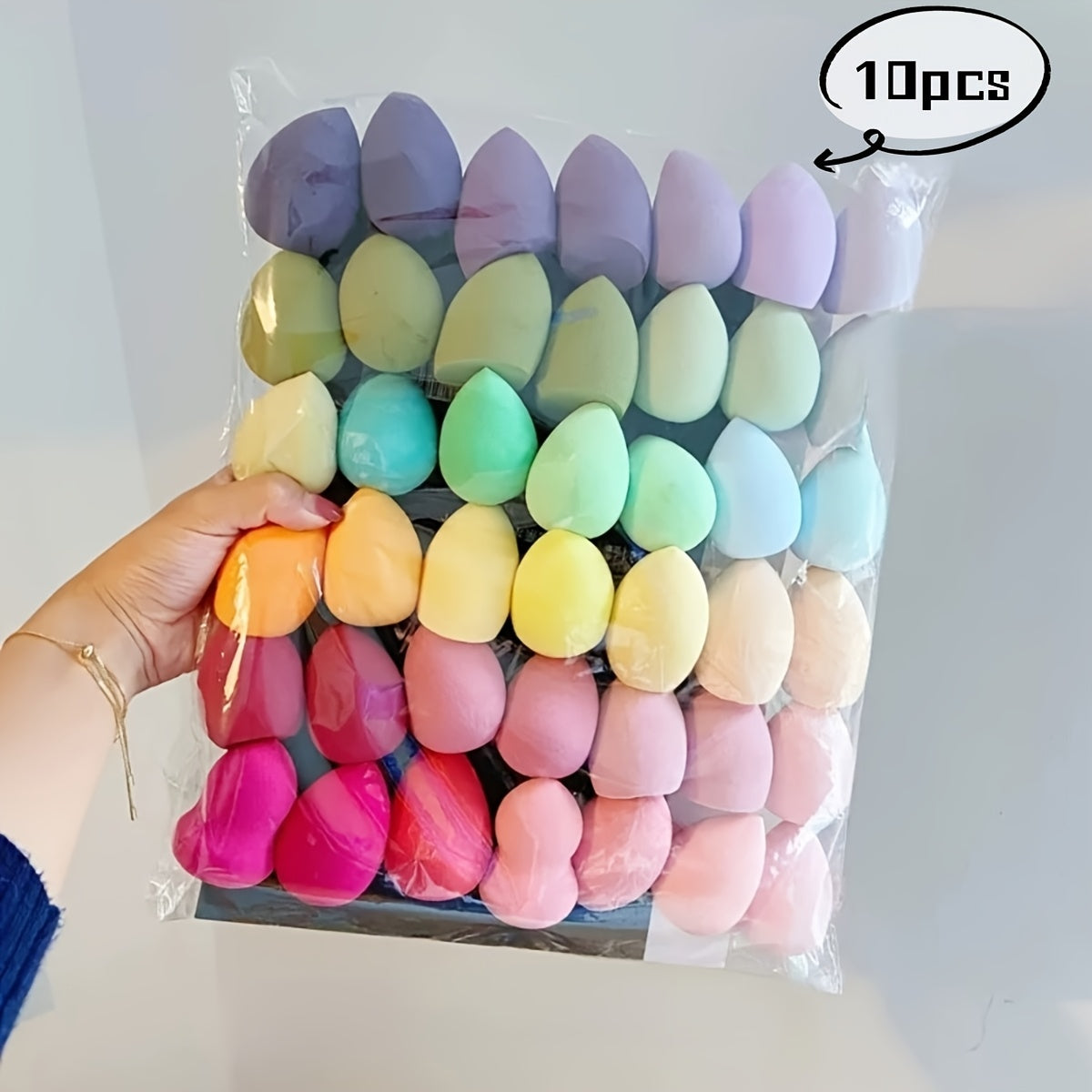 TEMU 10pcs Makeup Sponges, Beauty Blender, Non-absorbent Cosmetic Set For Foundation, Powder & Cream Products - Ideal Easter Gift, Foundation Makeup