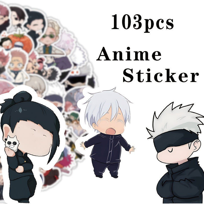 TEMU 103pcs Q-version Character Stickers, Anime Fans – Ideal For Water Bottles, Laptops, Desktops, Journals, Skateboards, And Suitcases