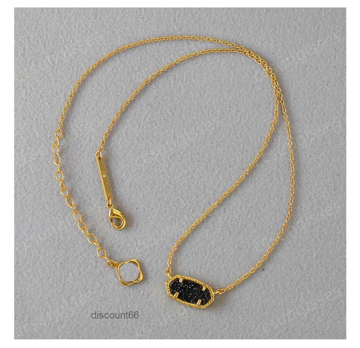 Elisa Fashion Geometric Oval Small Cat Ears Cool Black Crystal Tooth Collar Pendant KS Necklaces Designer Jewelry Ken S Necklace A2