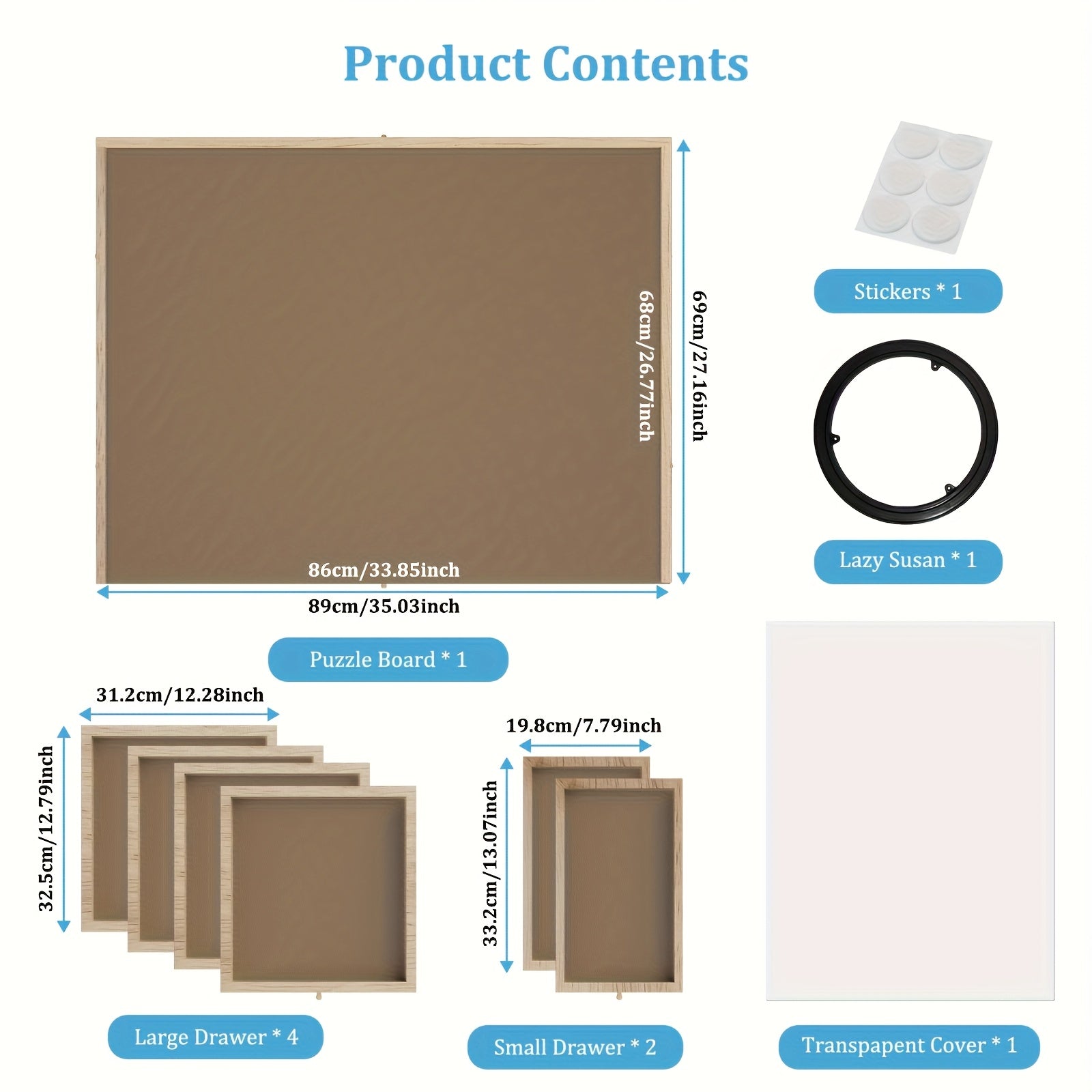 TEMU Wooden Puzzle Table With Storage Drawers & Rotating Board - Brown, Venice Canal Scene Design, Multi-functional Organizer For Jigsaw Puzzles &