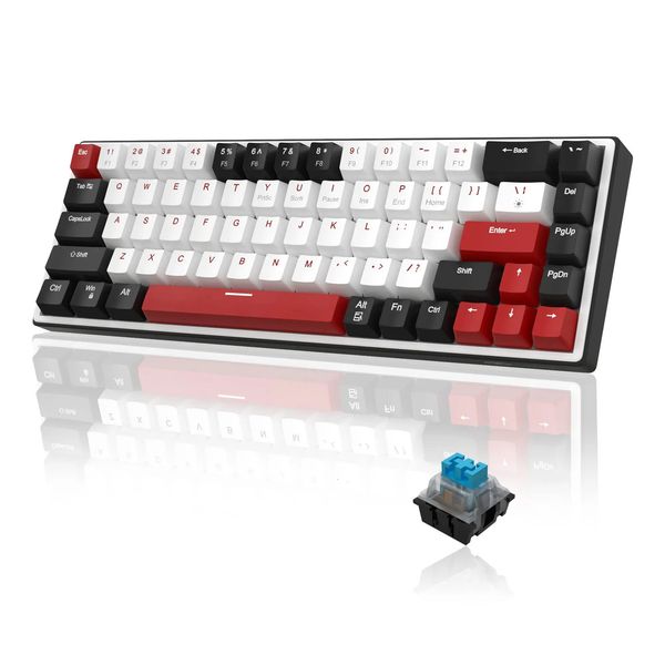 Keyboards MageGee 60 Mechanical Gaming Keyboard 68 Keys Swappable Compact Blue LED Backlit SKY68 Wired Ergonomic 231130