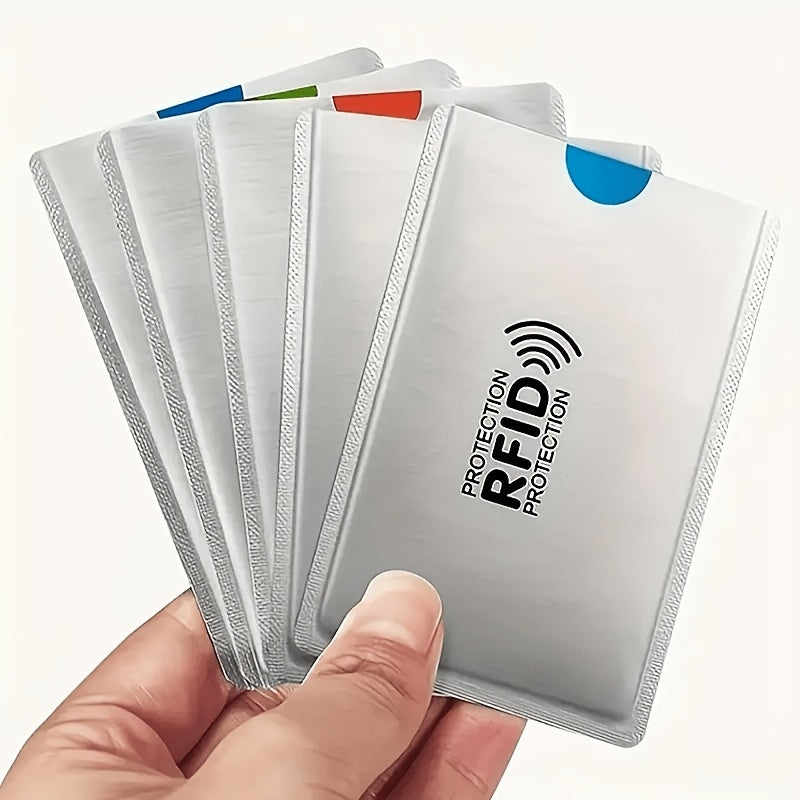 TEMU 5pcs Blocking Card Holder Rfid Card Storage - Aluminum Foil Nfc Protection, Suitable For Credit Cards, Id Cards, Bank Cards, - Organizer For