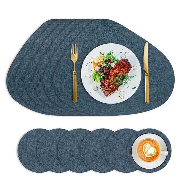 Water Drop Shaped Placemat Cowhide Grain Double-sided Placemats Anti-hot Insation Advanced Sense Placemat Waterproof Oil-proof Y250116