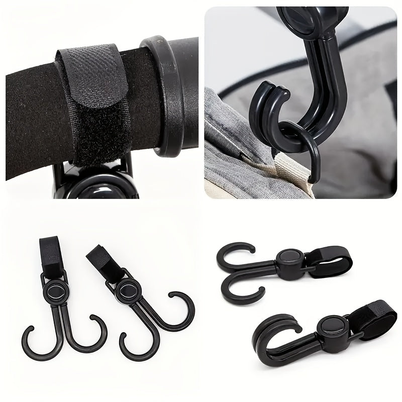TEMU 4-pack Rotating Stroller Hooks, Universal Abs Resin Double Hooks For , Motorcycles, Wheelchairs, And Bicycles