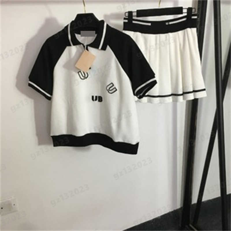 Designer Women Two Piece Dresses Lemon Print Knot Waist Short Sleeve Top And High Waist Skirt 2 Piece Sets Luxury Women Clothing