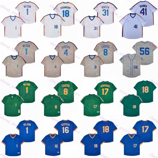 Cheap Baseball Jerseys 1 Wilson 4 Dykstra 8 Carter 16 Gooden 17 Hernandez 18 Strawberry 30 Ryan Piazza Seaver Mcglaw 1970 Vintage Retro Whit
