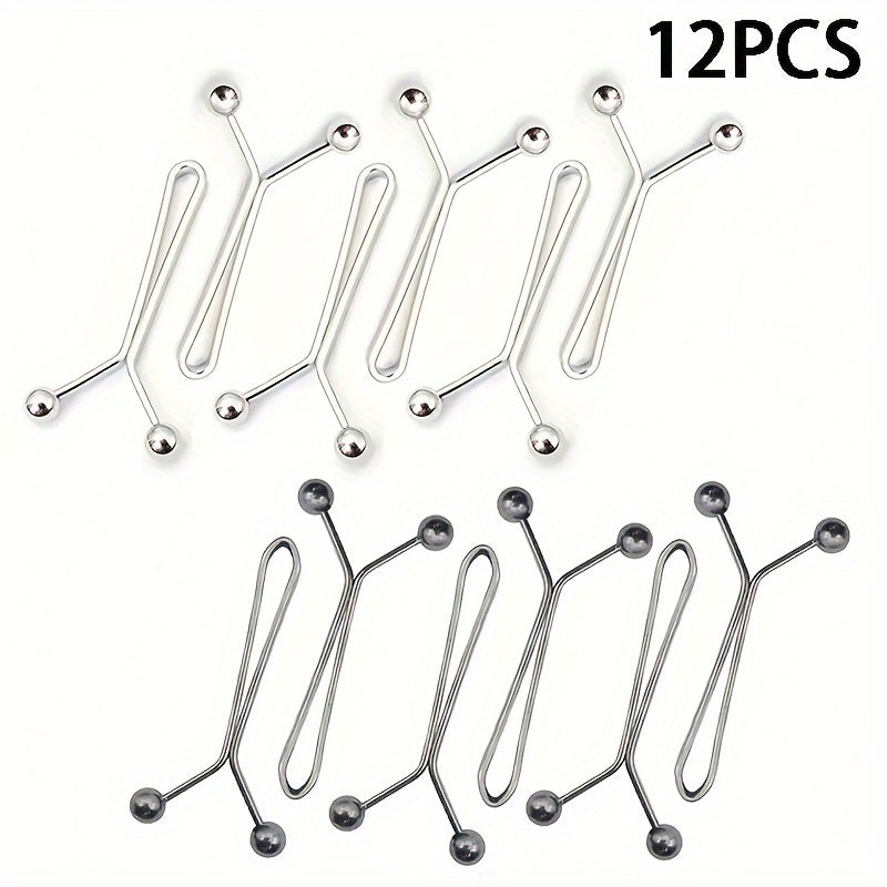 TEMU 12pcs Women's Invisible Waist Clip Pants Holders - Metal Ball Pins For Scarf, Headband, And Belt Fixation - Tightening And Securing Clothing -