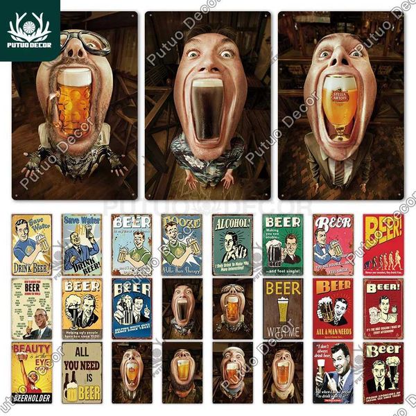 Putuo Decor Funny Tin Sign Beer Metal Sign Plaque Metal Vintage Iron Painting Wall Decor for Bar Pub Club Man Cave Metal Posters Y240803