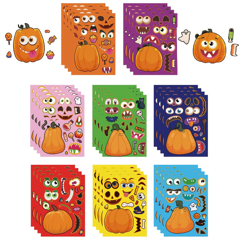 TEMU 24 Sheets Halloween Stickers Roll - Spooky , & Party Decorations With Glitter & Glossy Finish - Vibrant Mixed Colors, Durable Plastic Pre-cut