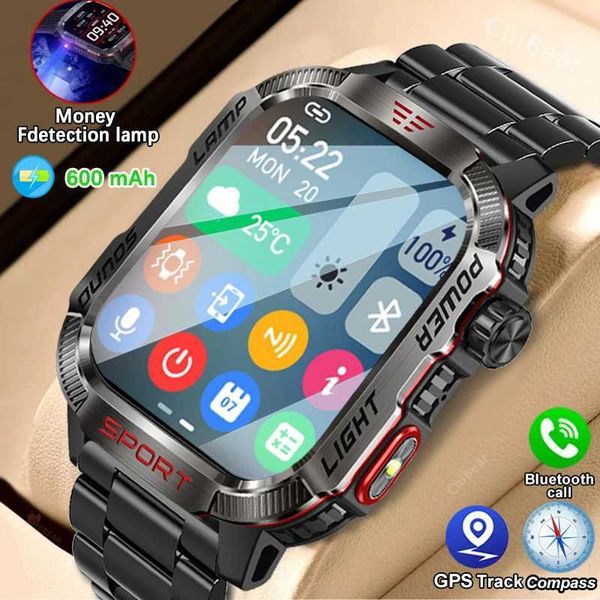 Outdoor Sports Compass SmartWatch Men Currency Detection Light Flashlight 600mAh Battery Waterproof Bluetooth Call Smart Watch CL240812