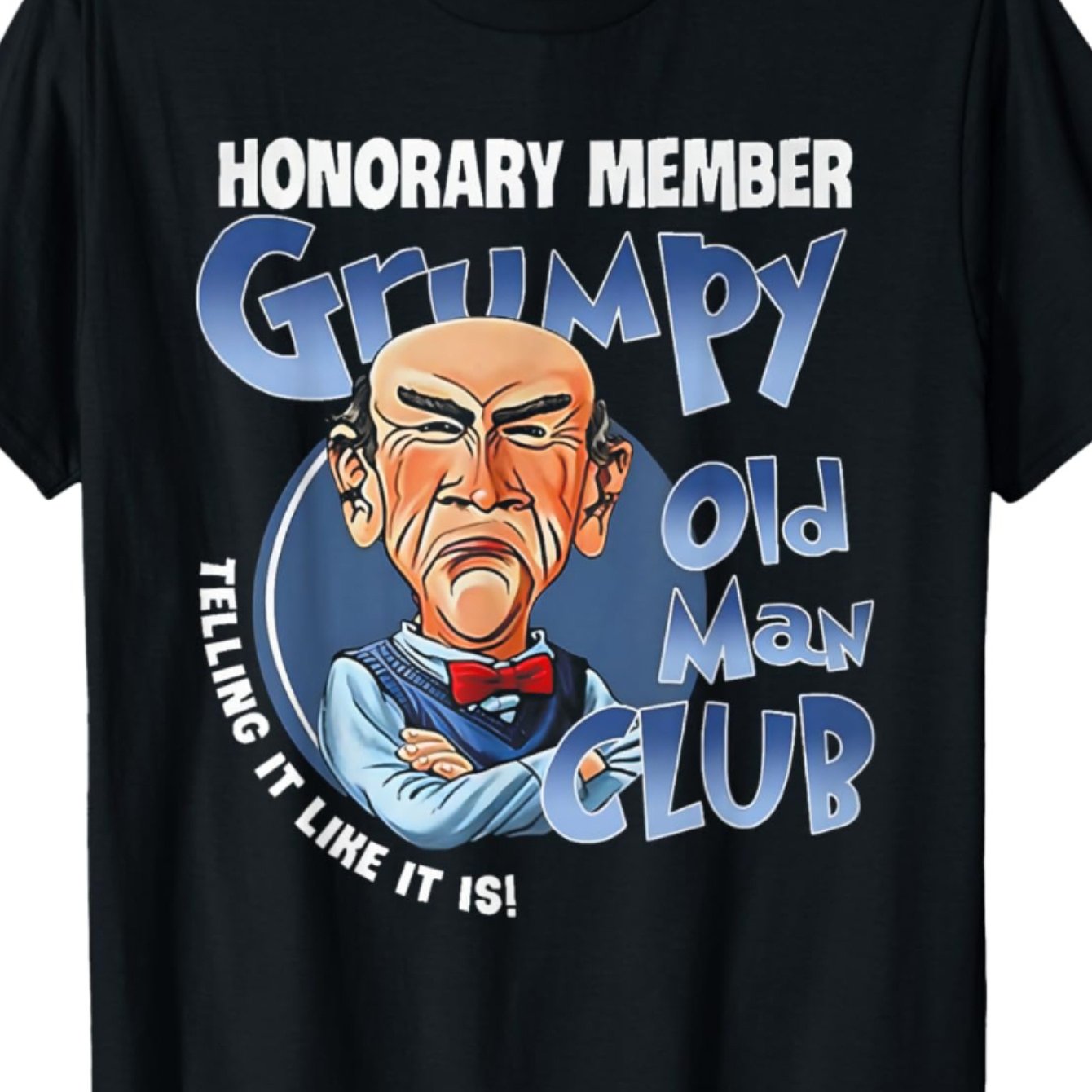 TEMU Old For Honorary T-shirt - " It Like " Design, Black With Blue Graphic Print, Cotton Tee For Men, Casual Round Neck, Machine Washable, Regular