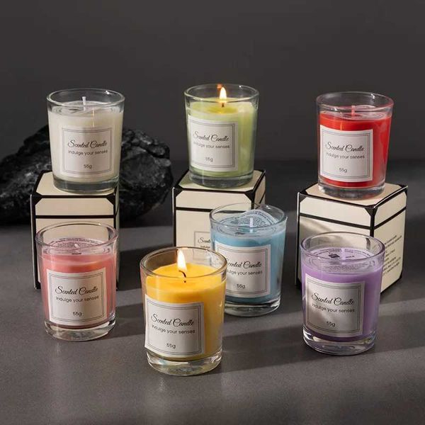 Scented Candle Gift box fragrant candles high-end glasses handmade soybean wax smokeless creative perfume H250113