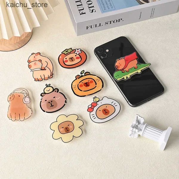 Cell Mounts Holders Korean Cute Capibara Kapibara Griptok Guinea Pig Phone Holder Flower Grip Tok Stand Bracket Universal Support for J24121
