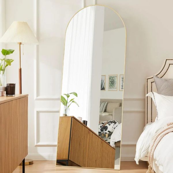 64&quot;x21&quot; Arched Full Length Mirror Floor Mirror with Stand, Wall Mirror Standing Hanging or Leaning Against Wall, Gold