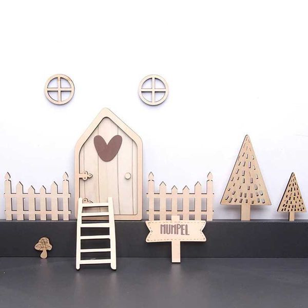 1-12 Dollhouse Fairy Door Set Dollhouse Mini Furniture Decor Dolls House Scene Accessories For Kid Pretend Play Toy Y240808