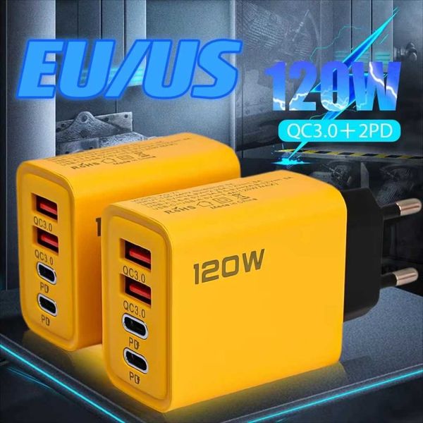 120W 4 Ports USB C PD Charger Quick Charge 3.0 Type C USB Phone Chargers Fast Charging Adapter For iPhone Samsung HuaweiM240809