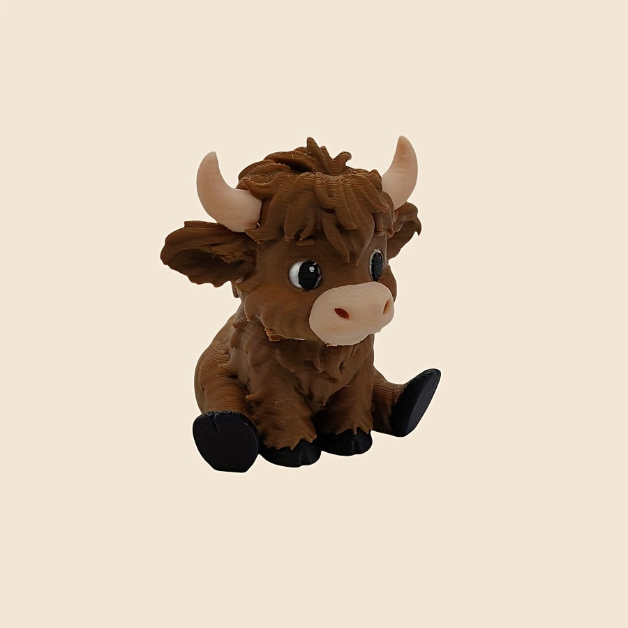 TEMU 1pc Highland Cow Desk Decor - Farmhouse Decoration With Seated Position, Durable Plastic Tabletop Decoration For Home, Office, Birthday,