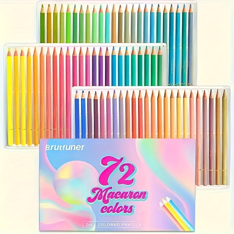 TEMU 50-72 Colors Macaron Colored Pencils Artist Painting Colored Pencil Set Cork Oil Pastel Colored Pencils For Shading Sketching Drawing Gift