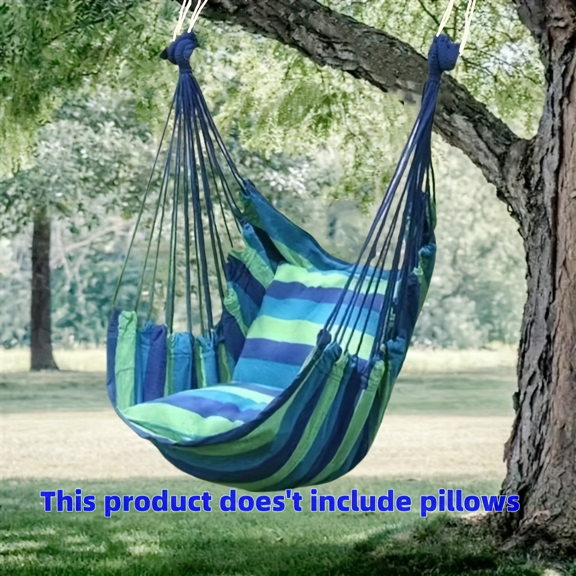 TEMU Portable Outdoor Hammock Swing Chair With Sturdy Hanging System - Heavy-duty Fabric Construction, Comfortable Cushioned & Backrest, & Green