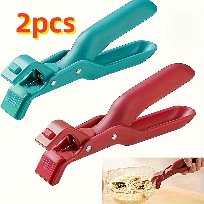 TEMU 2pcs Multi-use Kitchen Tongs, And Non-slip Plate Clips For Instant Pot, Microwave, Air Fryer - Essential Cooking Red & Green