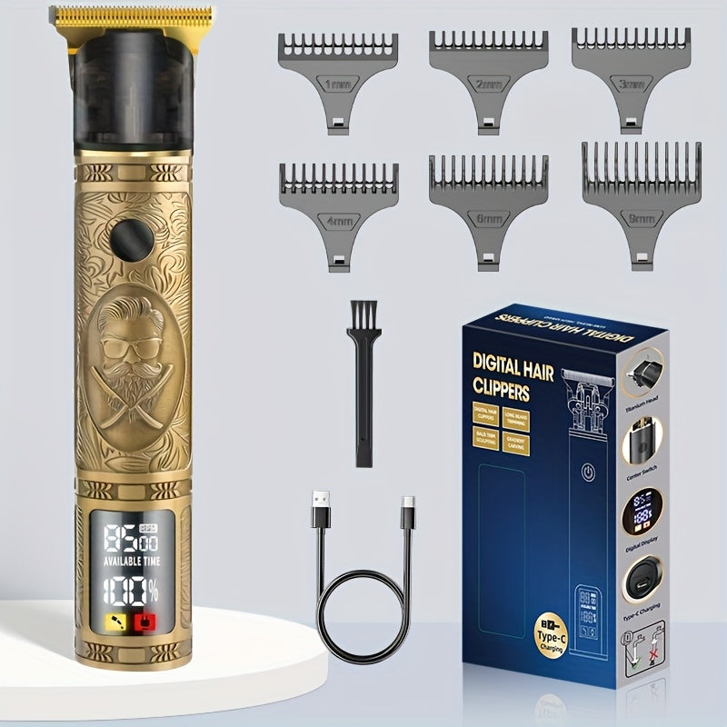 TEMU Professional Men's Hair Clipper Electric Clipper, Long Beard Trimmer, Household Shaving Electric Clipper, Rechargeable Silent, Adult And Hair