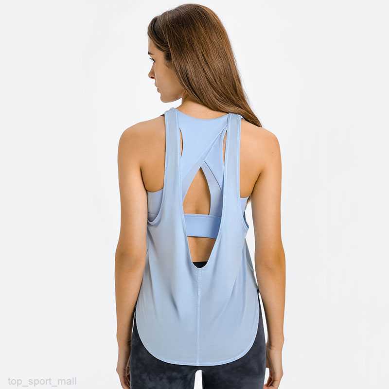L-162 Sleeveless Two-in-one Skin-friendly Brushed Sports Bra Lightweight Ice-feel Breathable Fitness Blouse Two-piece Set Yoga Top Shirts