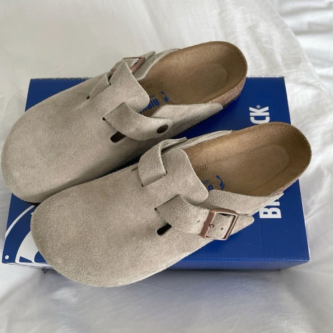 Designer Clogs Sandals Clog Slippers Taupe Flat High Quality Fashion Summer Genuine Leather Suede Slide Beach Casual Shoes Women Men Size 35-46