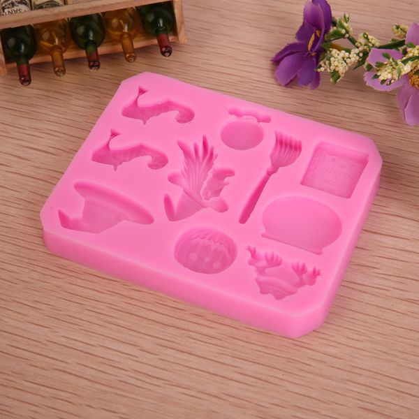 Halloween Silicone Cake Biscuit Moulds Witch Pumpkin Chocolate Candy Mould High Temperature DIY Decoration Baking Kitchen Tools dh5499