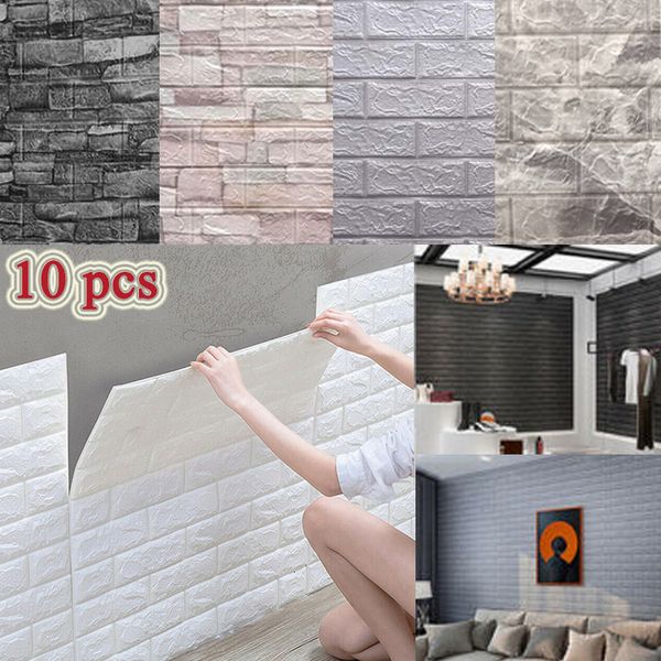 Party Decoration 10 Pcs Selfadhesive 3D Panels Wallpaper Waterproof Foam Wall Stickers Tile Brick Living Room TV Background Decals 3835cm 23