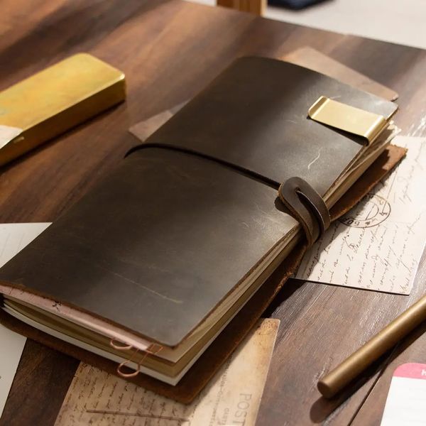 Travelers notebook traveler leather diary handmade note book journal cowhide school vintage stationary a5 a6 a7 mini 250103