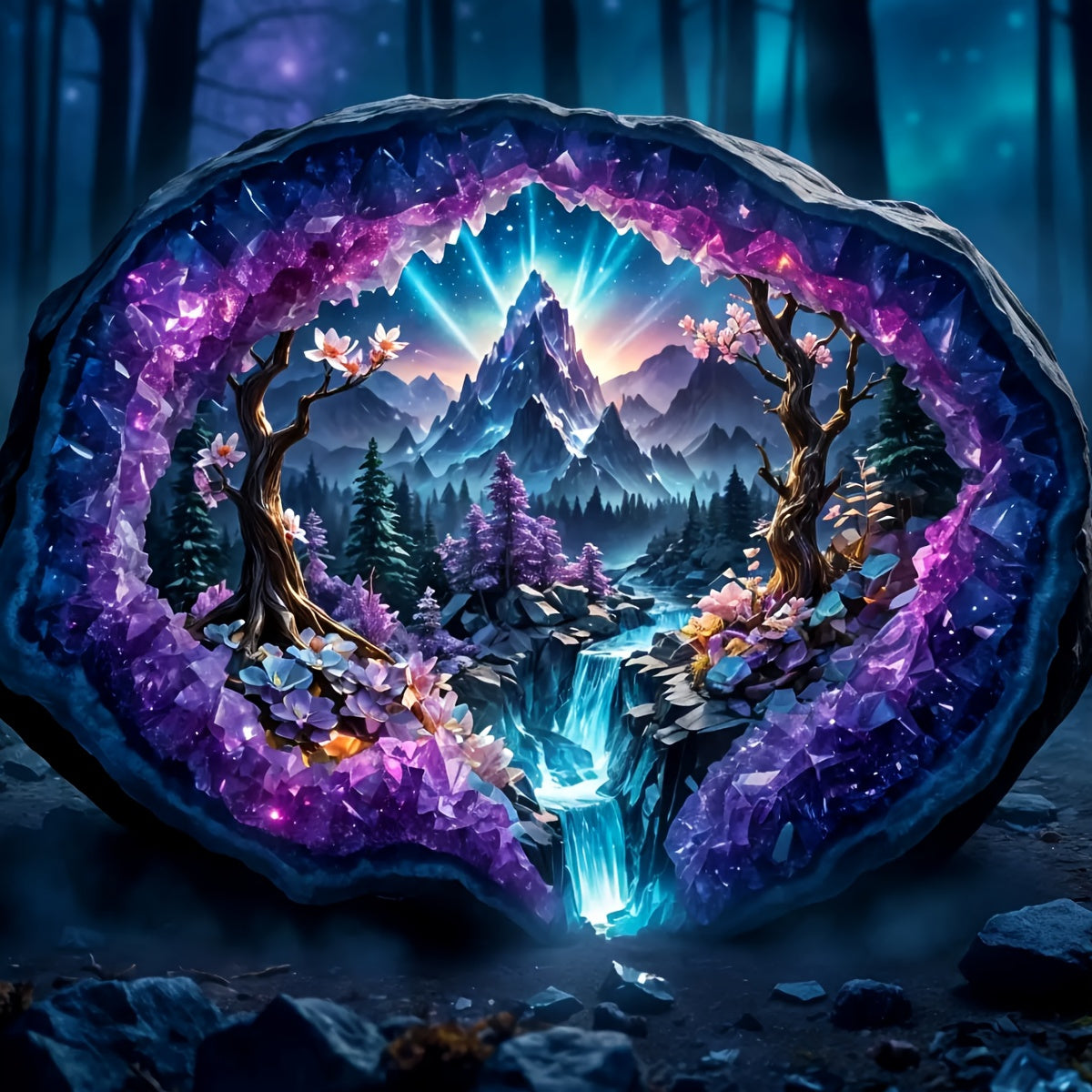 TEMU 1pc 5d Diamond Painting Kit - Landscape, Framed Acrylic Art, Handcrafted Round Wall Decor For , Ideal Christmas Gift, 20x20cm-7.9x7.9in, Festive