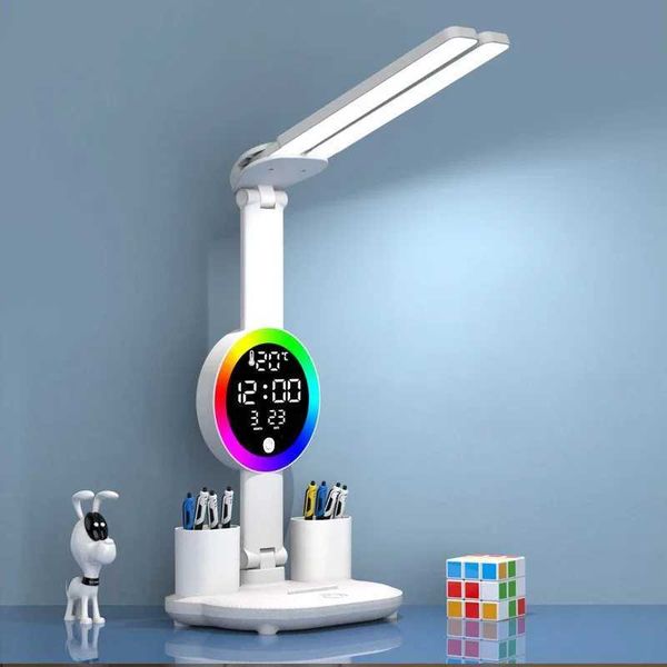 Rechargeable Led Table Lamp for Study Desk Lamp Reading Light Led Night Light with Fan Led Clock Dispaly Reading Desk LightT250114