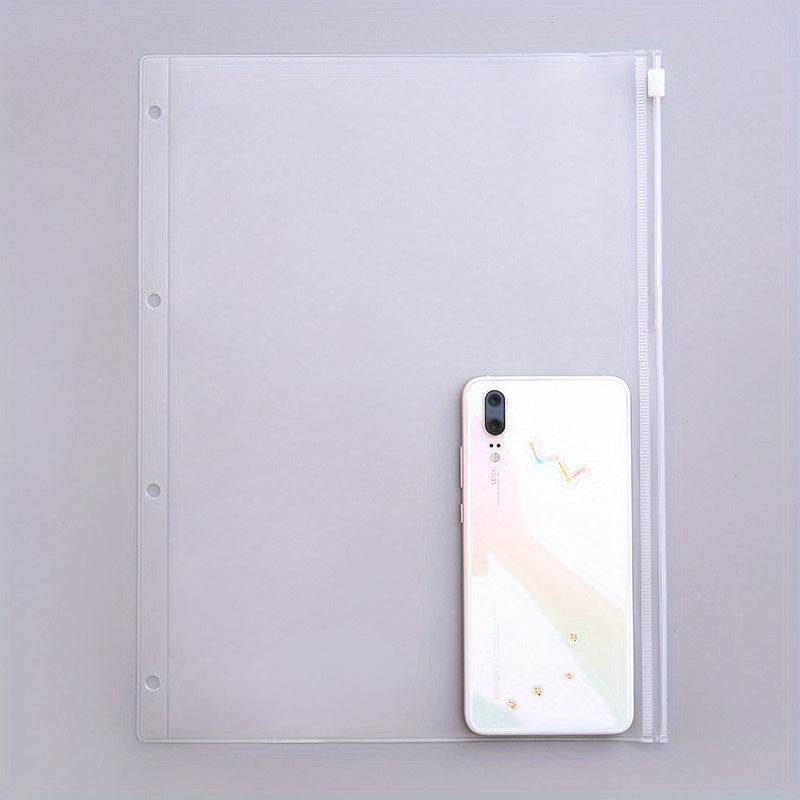 TEMU 5pcs A7-a6-a5-b5-a4 Simple Transparent Pvc Loose-leaf File Storage Bag Portable Notebook Accessories Zipper Bag