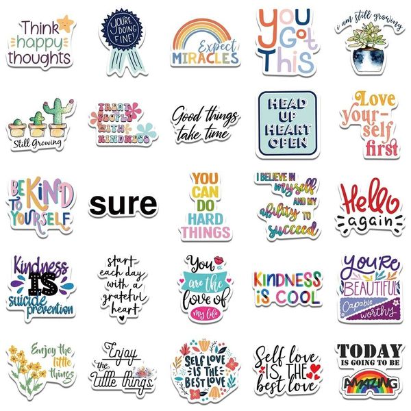 52pcs Inspirational Quote Stickers Pack Positive Decals Water Bottle Laptop Phone Skateboard Helmet Gifts for Teens Kids