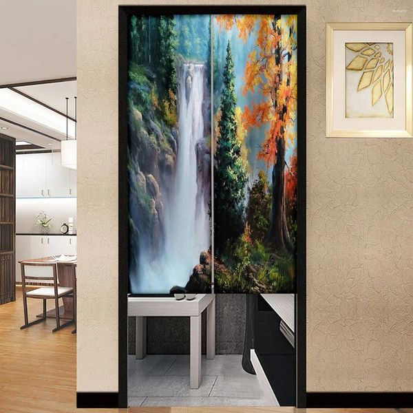 Curtain Waterfall Tree Oil Painting Print Door Kitchen Paron Drapes Restaurant Entrance Hanging Studio Half-Curtain
