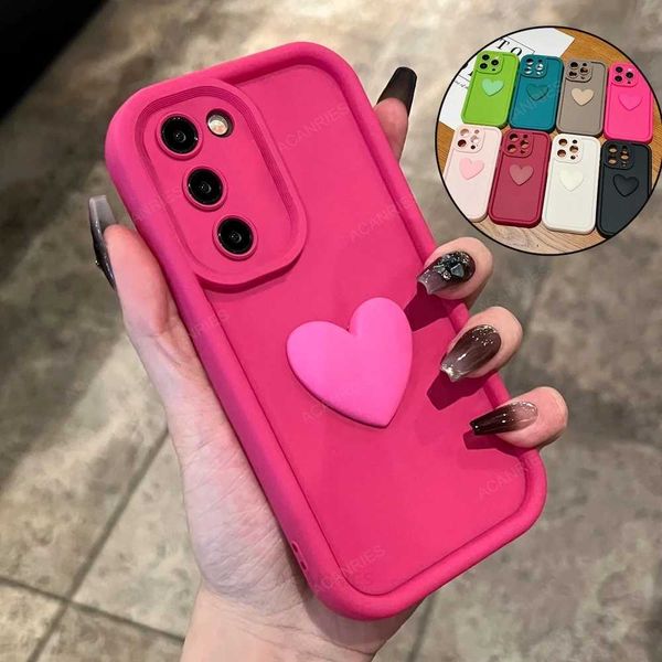 New Arrival Cute 3D heart-shaped matte shell suitable for Galaxy S24 S23 S22 S20 FE Plus Ultra 5g womens silicone back cover Z241209
